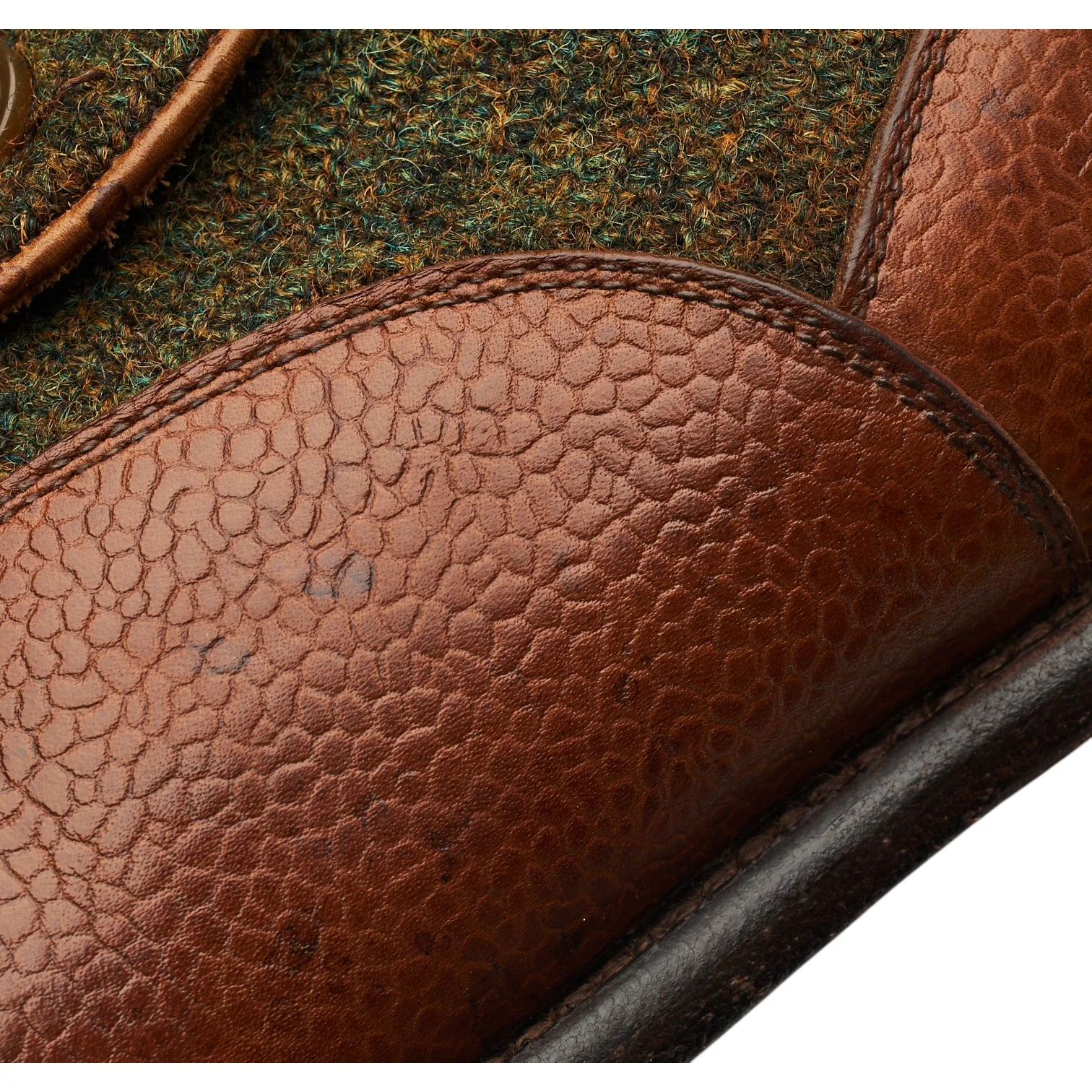 'Westlake' Tan Brown Grain Leather and Tweed Button Boots UK 8 E - Image 7