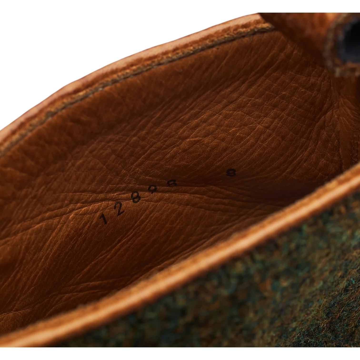 'Westlake' Tan Brown Grain Leather and Tweed Button Boots UK 8 E - Image 9