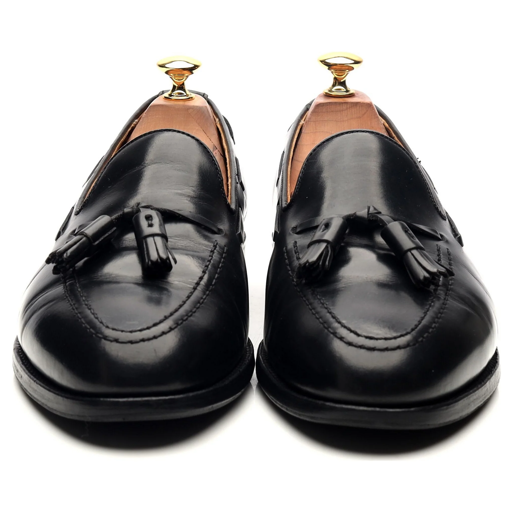 'Windsor' Black Leather Tassel Loafers UK 9 EX - Image 8
