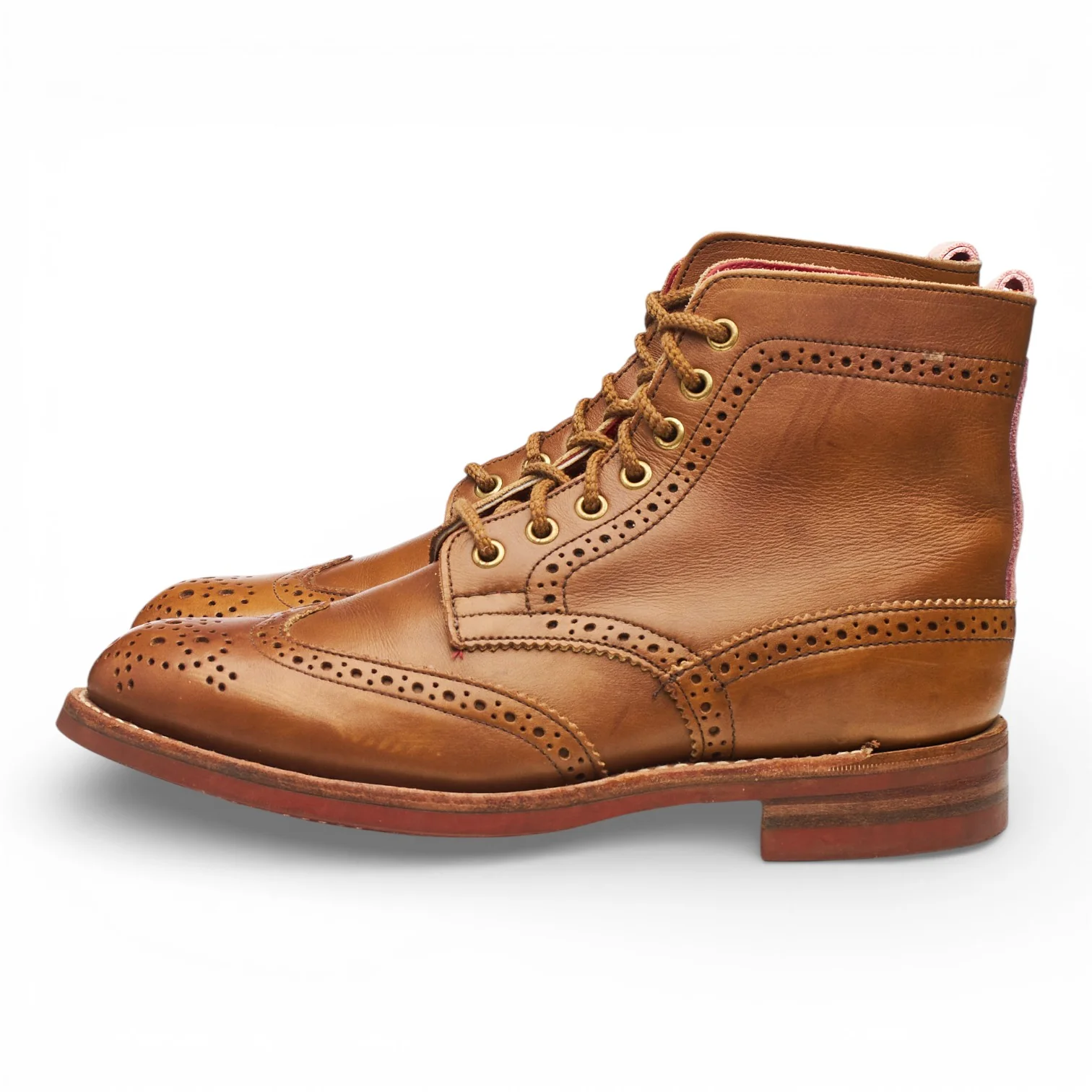 Women's Brown Leather Brogue Boots UK 4 - Image 3