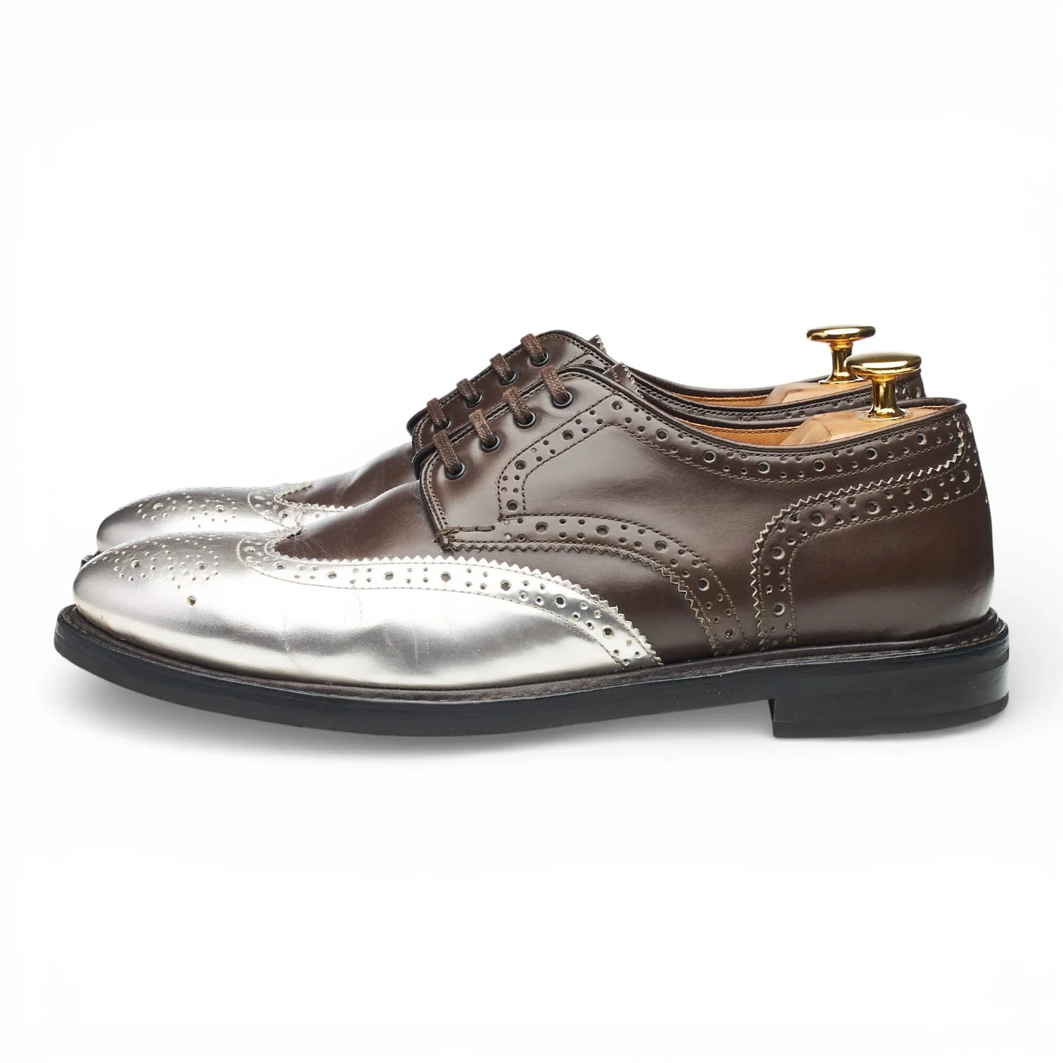 Women's 'Cox' Brown / Silver Leather Derby Brogues UK 6.5 - Image 3