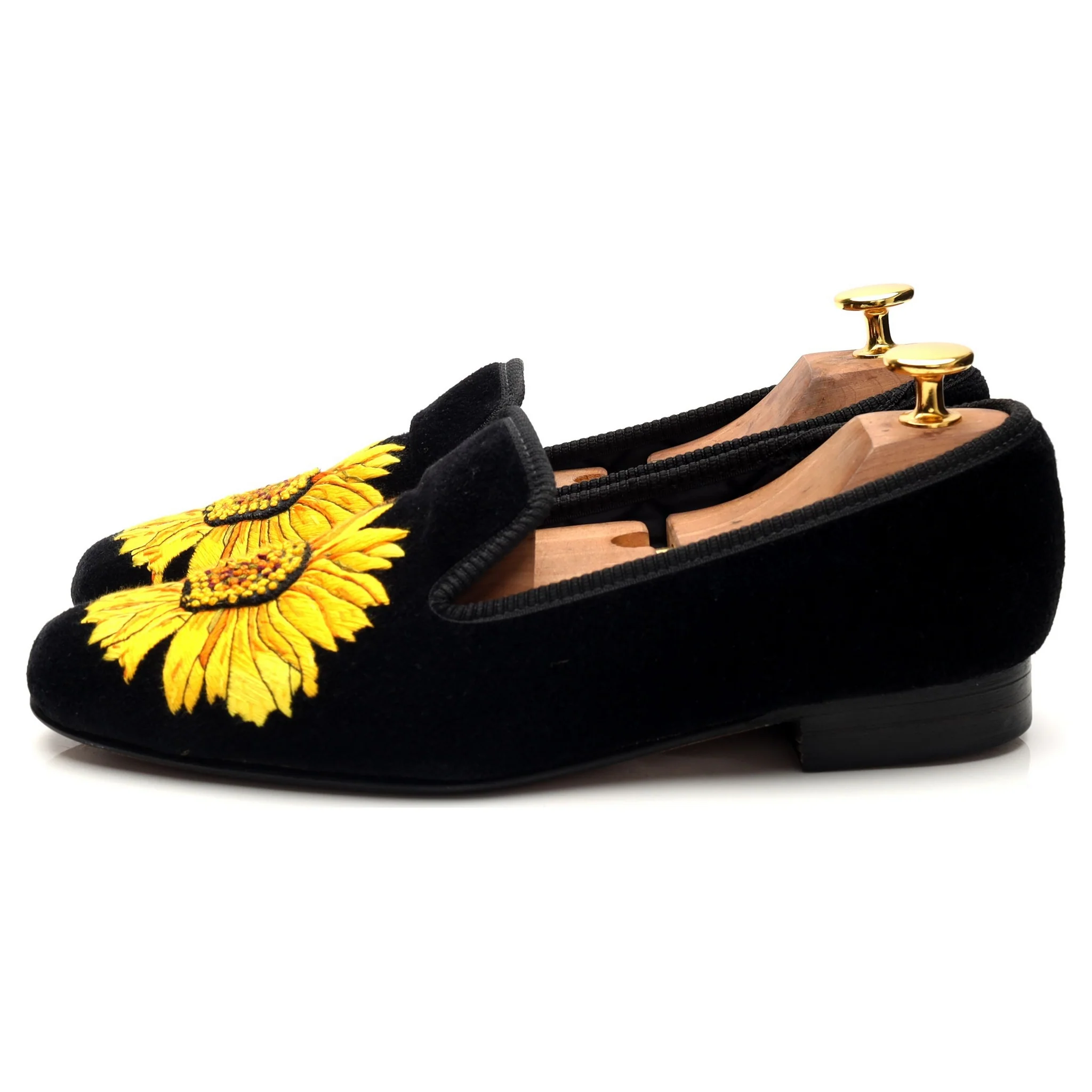 Women's 'Sunflower' Black Velvet Slippers UK 5 - Image 3